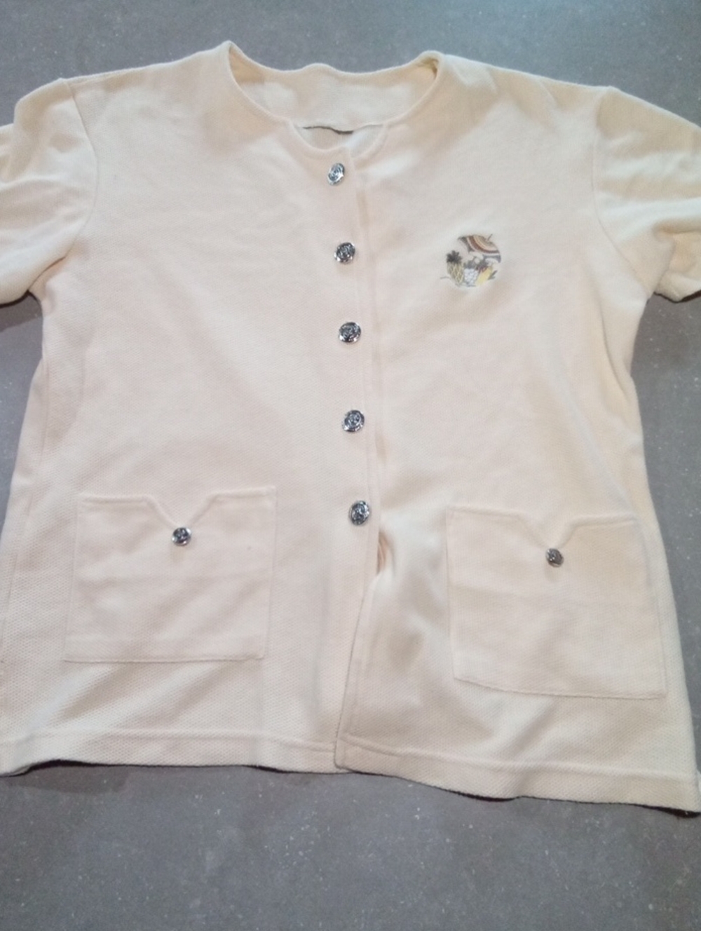 Cream Womens Short-Sleeve Button Cardigan - Unbranded